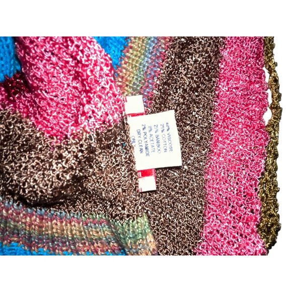 Colorful SUSS Bolero Knit Shrug Top Sweater Beaded Tie Front One Size Fun Sexy - Picture 5 of 6